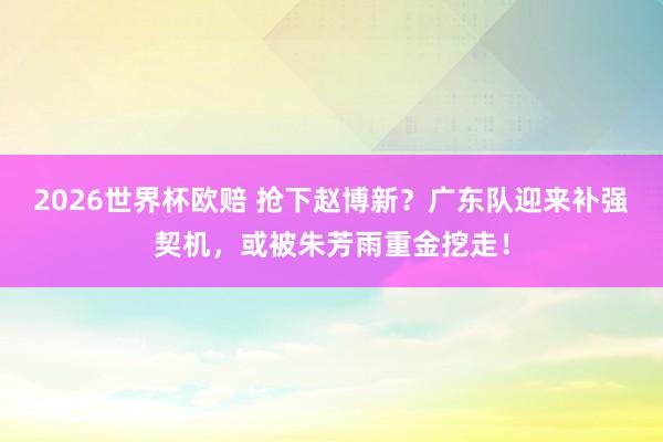 2026世界杯欧赔 抢下赵博新？广东队迎来补强契机，或被朱芳雨重金挖走！