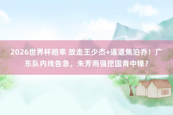 2026世界杯赔率 放走王少杰+逼退焦泊乔！广东队内线告急，朱芳雨强挖国青中锋？
