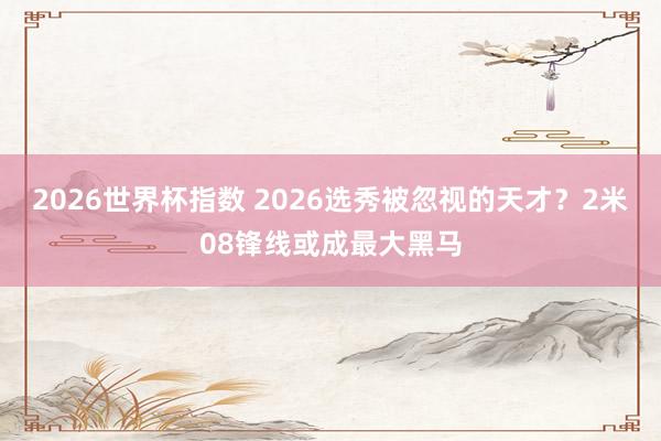 2026世界杯指数 2026选秀被忽视的天才？2米08锋线或成最大黑马