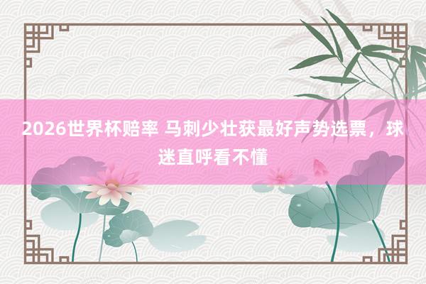 2026世界杯赔率 马刺少壮获最好声势选票，球迷直呼看不懂