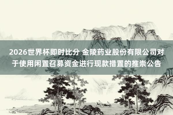 2026世界杯即时比分 金陵药业股份有限公司对于使用闲置召募资金进行现款措置的推崇公告