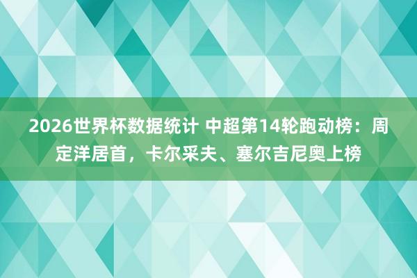 2026世界杯数据统计 中超第14轮跑动榜：周定洋居首，卡尔采夫、塞尔吉尼奥上榜