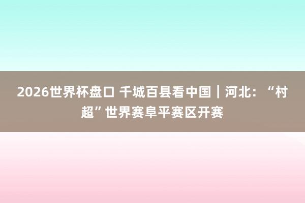 2026世界杯盘口 千城百县看中国｜河北：“村超”世界赛阜平赛区开赛