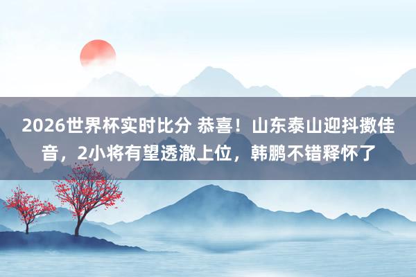 2026世界杯实时比分 恭喜！山东泰山迎抖擞佳音，2小将有望透澈上位，韩鹏不错释怀了
