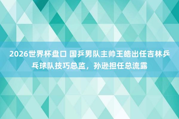 2026世界杯盘口 国乒男队主帅王皓出任吉林乒乓球队技巧总监，孙逊担任总流露