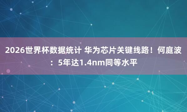 2026世界杯数据统计 华为芯片关键线路！何庭波：5年达1.4nm同等水平