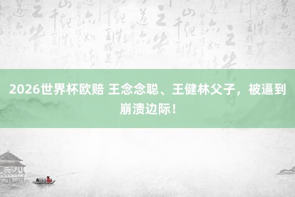 2026世界杯欧赔 王念念聪、王健林父子，被逼到崩溃边际！