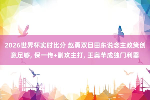 2026世界杯实时比分 赵勇双目田东说念主政策创意足够， 保一传+副攻主打， 王奥芊成独门利器