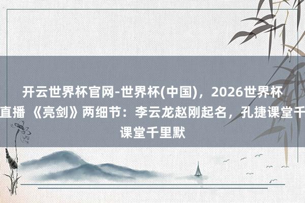 开云世界杯官网-世界杯(中国)，2026世界杯文字直播 《亮剑》两细节：李云龙赵刚起名，孔捷课堂千里默