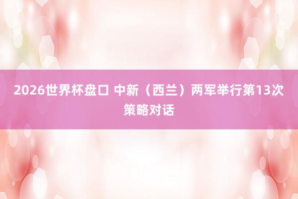 2026世界杯盘口 中新（西兰）两军举行第13次策略对话