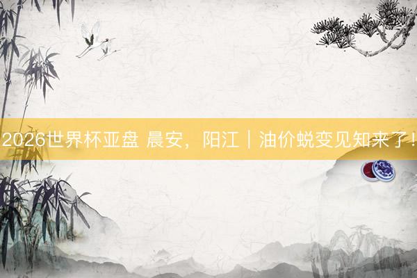 2026世界杯亚盘 晨安，阳江｜油价蜕变见知来了！